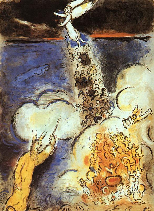 Moïse appelle les eaux sur l’armée égyptienne contemporain Marc Chagall Peintures à l'huile